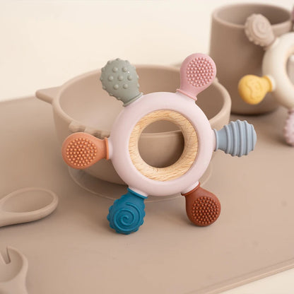 Anneau de Dentition pour Bébé en Bois et Silicone Sans BPA Babybibobu.fr